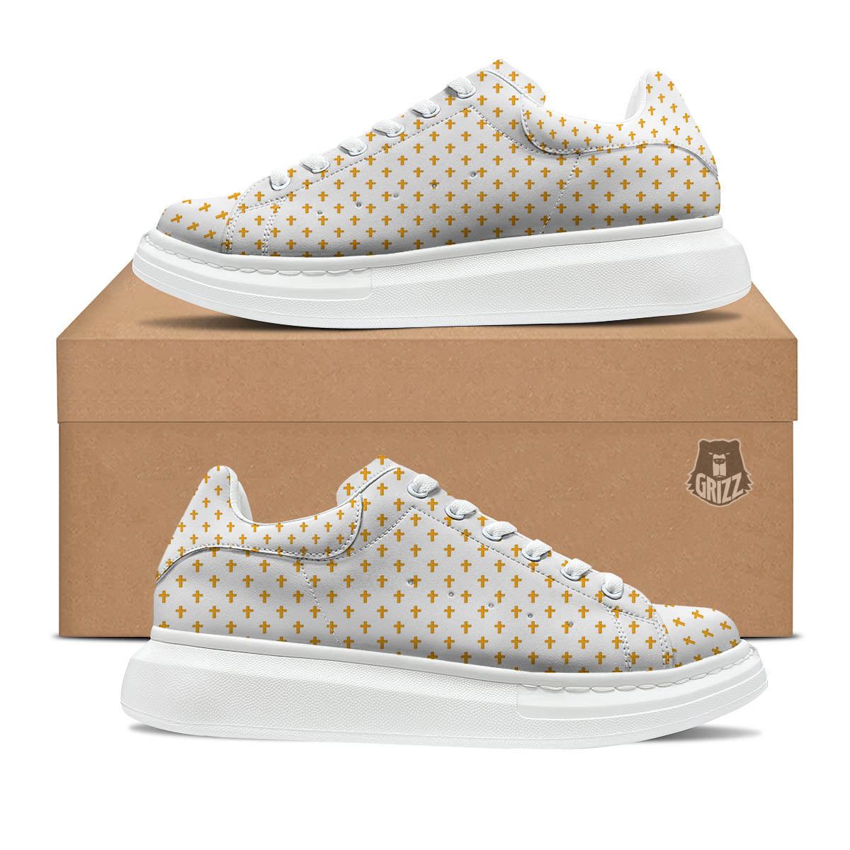 Orthodox Cross Print Pattern Platform Shoes-grizzshop