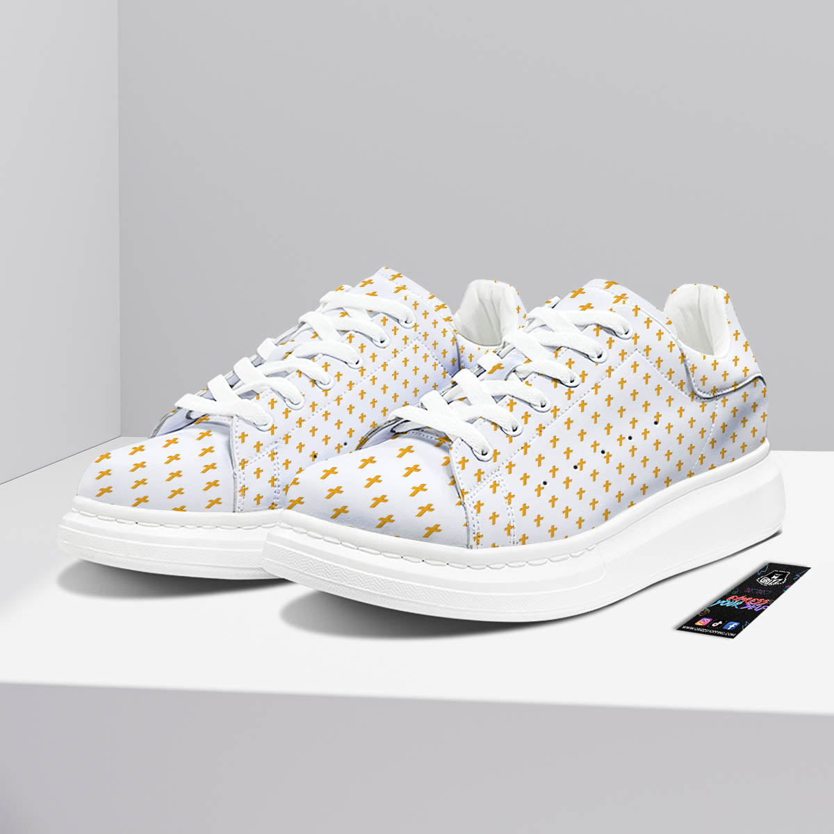 Orthodox Cross Print Pattern Platform Shoes-grizzshop