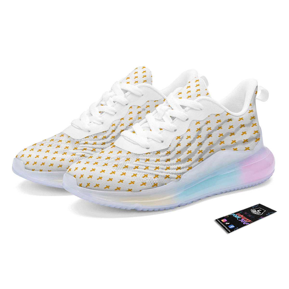 Orthodox Cross Print Pattern Running Sneakers-grizzshop