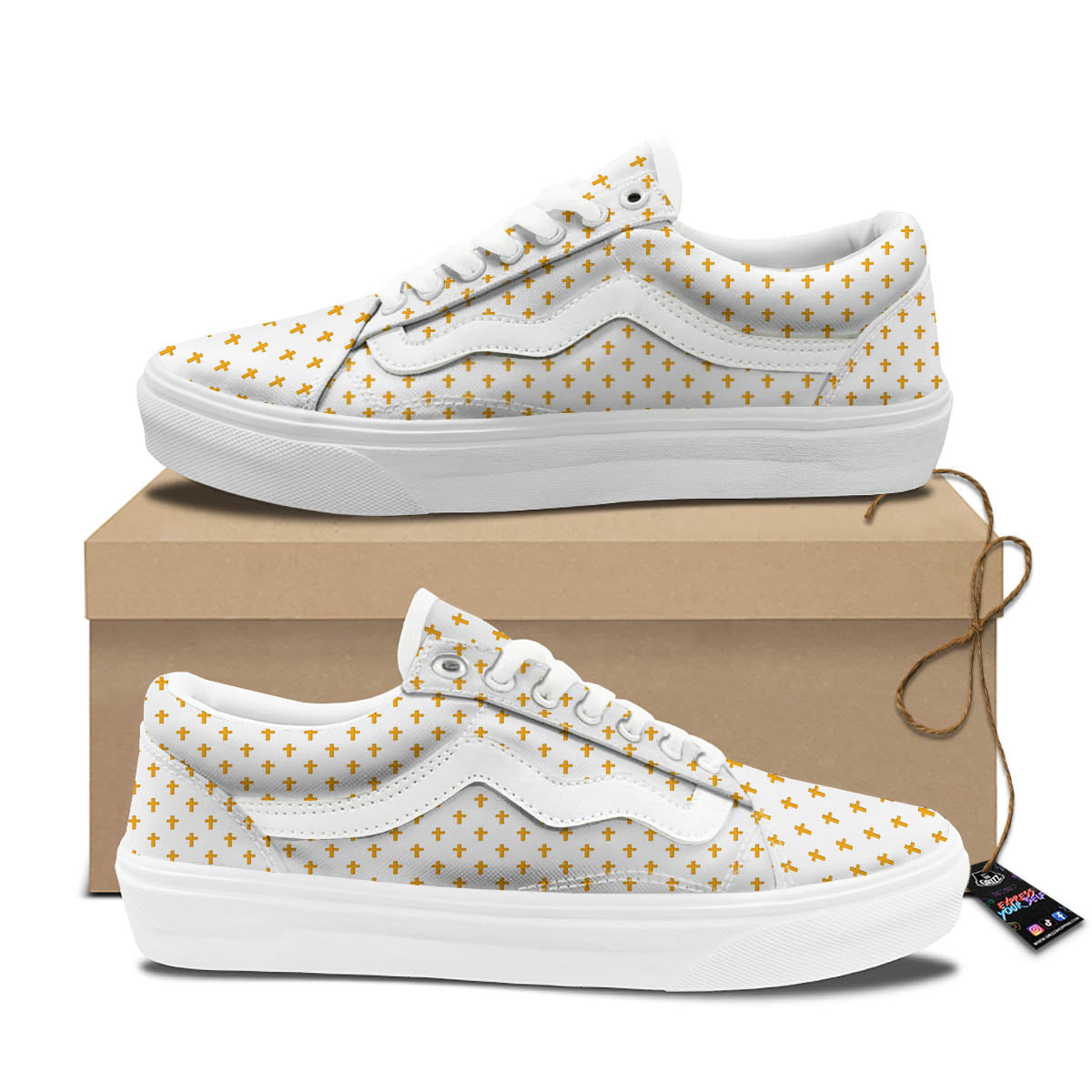 Orthodox Cross Print Pattern Skate Shoes-grizzshop