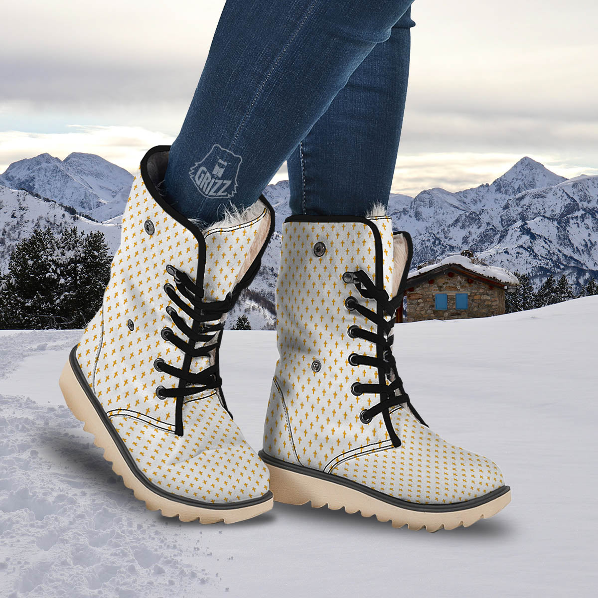 Orthodox Cross Print Pattern Snow Boots-grizzshop