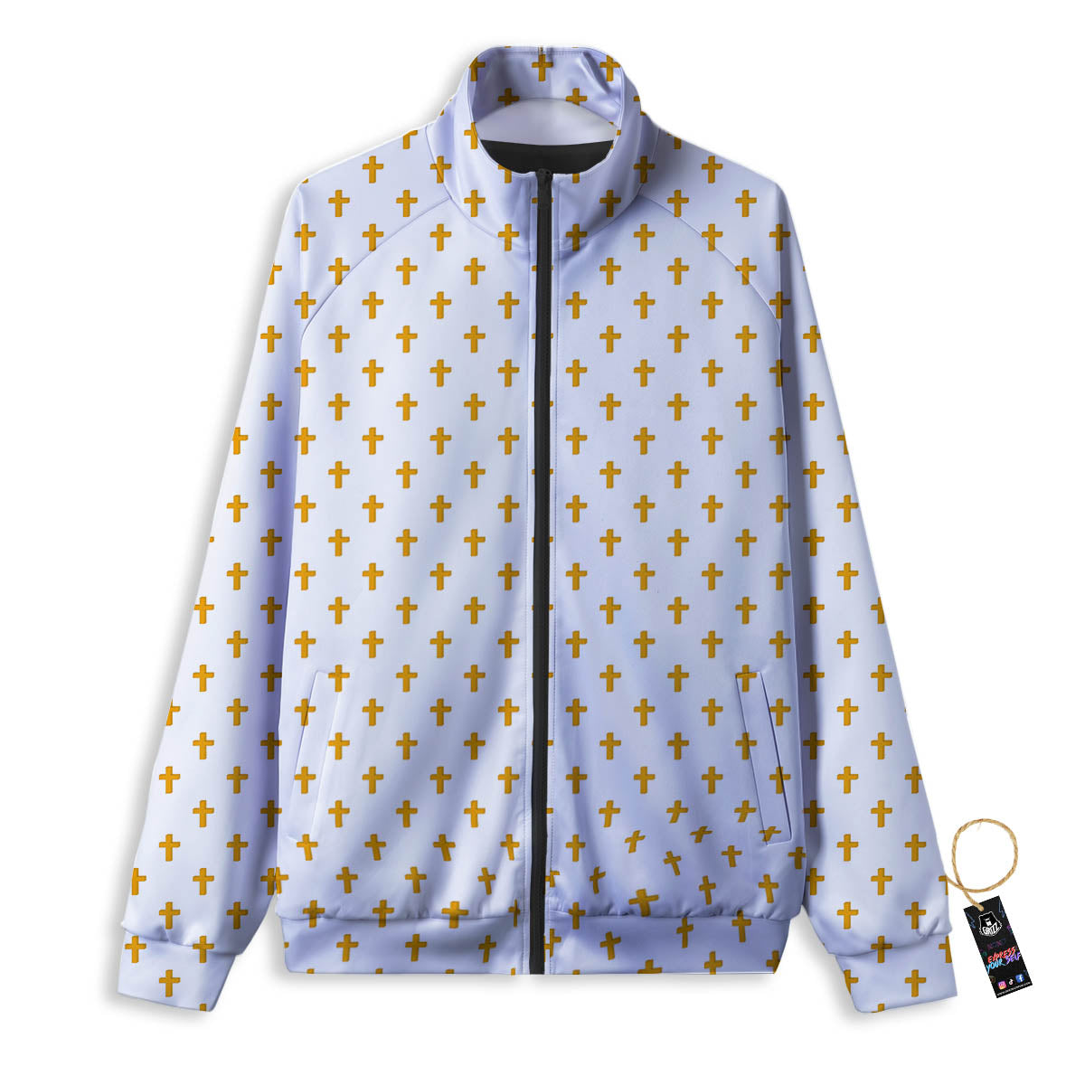 Orthodox Cross Print Pattern Track Jacket-grizzshop