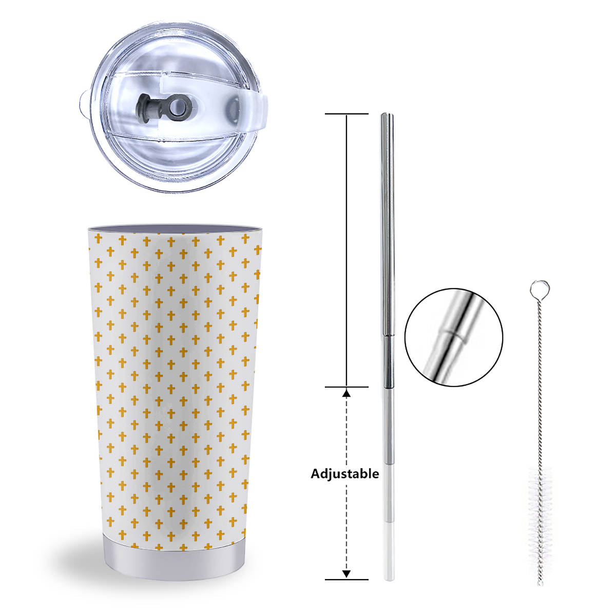 Orthodox Cross Print Pattern Tumbler-grizzshop