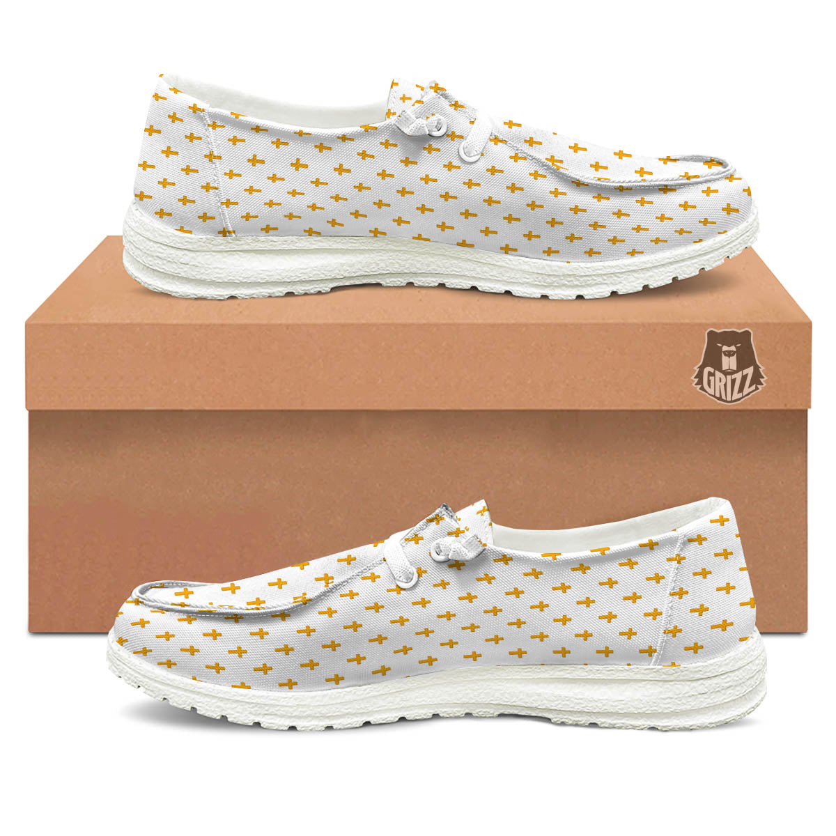 Orthodox Cross Print Pattern White Loafers-grizzshop