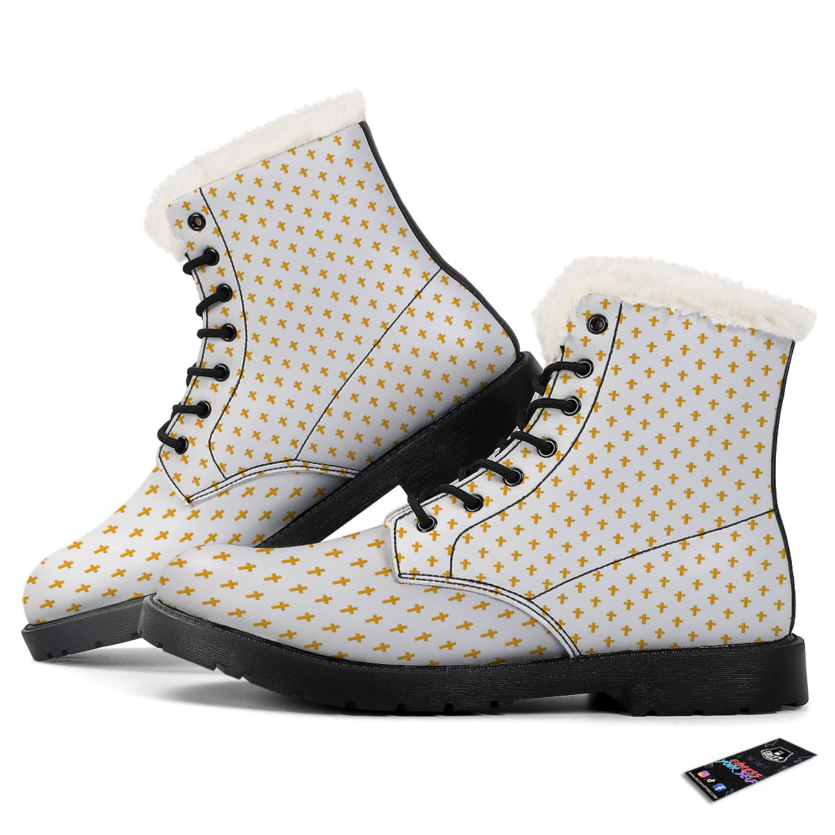 Orthodox Cross Print Pattern Winter Boots-grizzshop