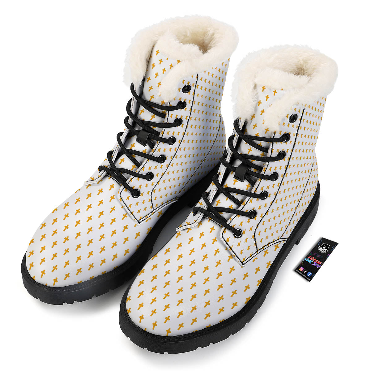 Orthodox Cross Print Pattern Winter Boots-grizzshop