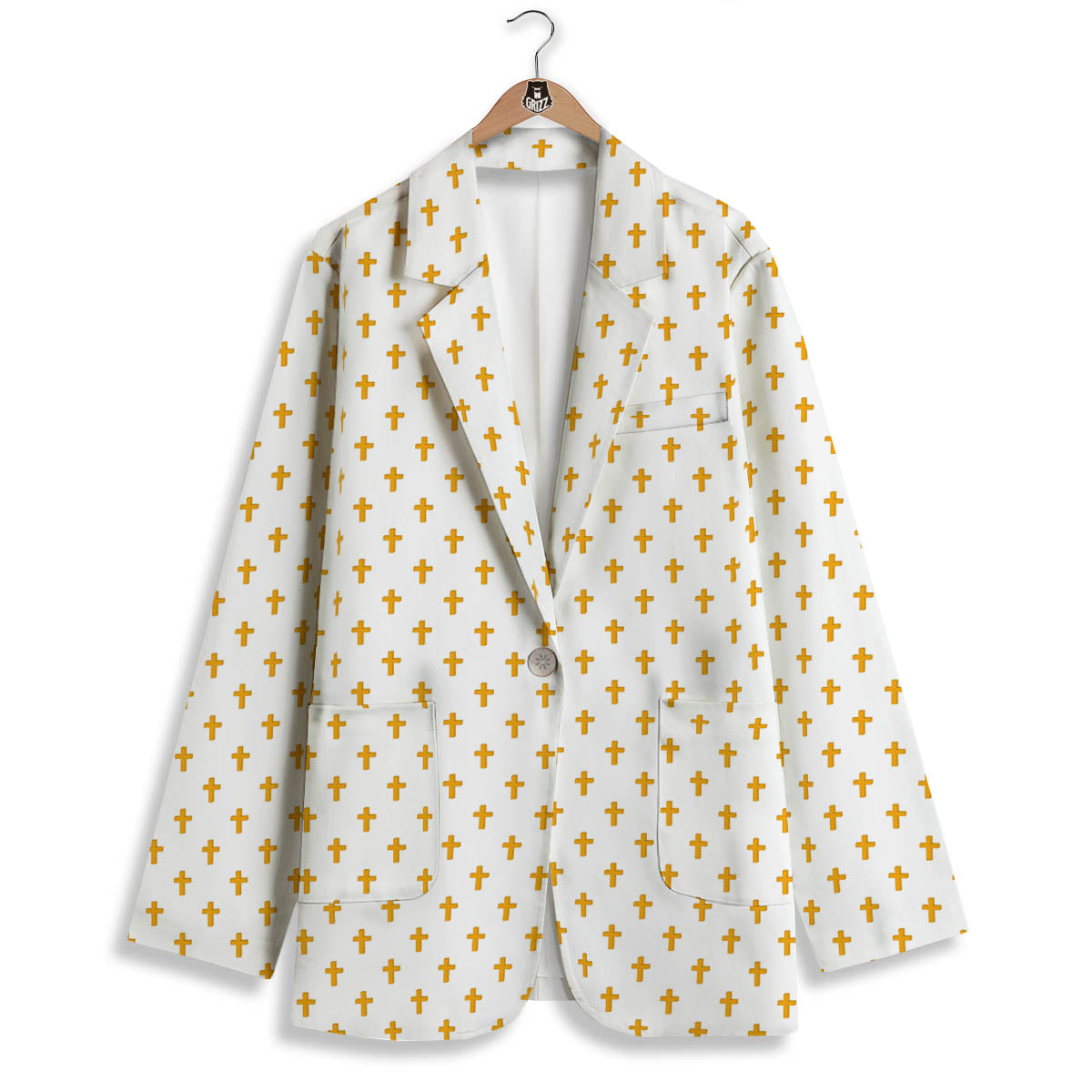 Orthodox Cross Print Pattern Women's Blazer-grizzshop