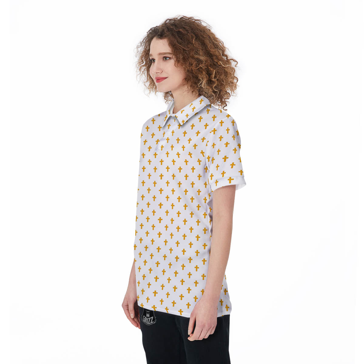 Orthodox Cross Print Pattern Women's Golf Shirts-grizzshop
