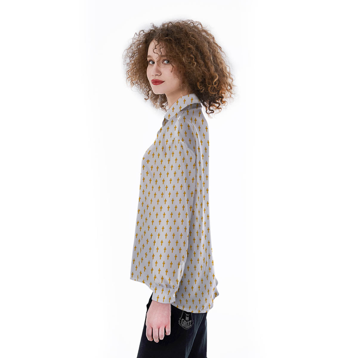 Orthodox Cross Print Pattern Women's Long Sleeve Shirts-grizzshop