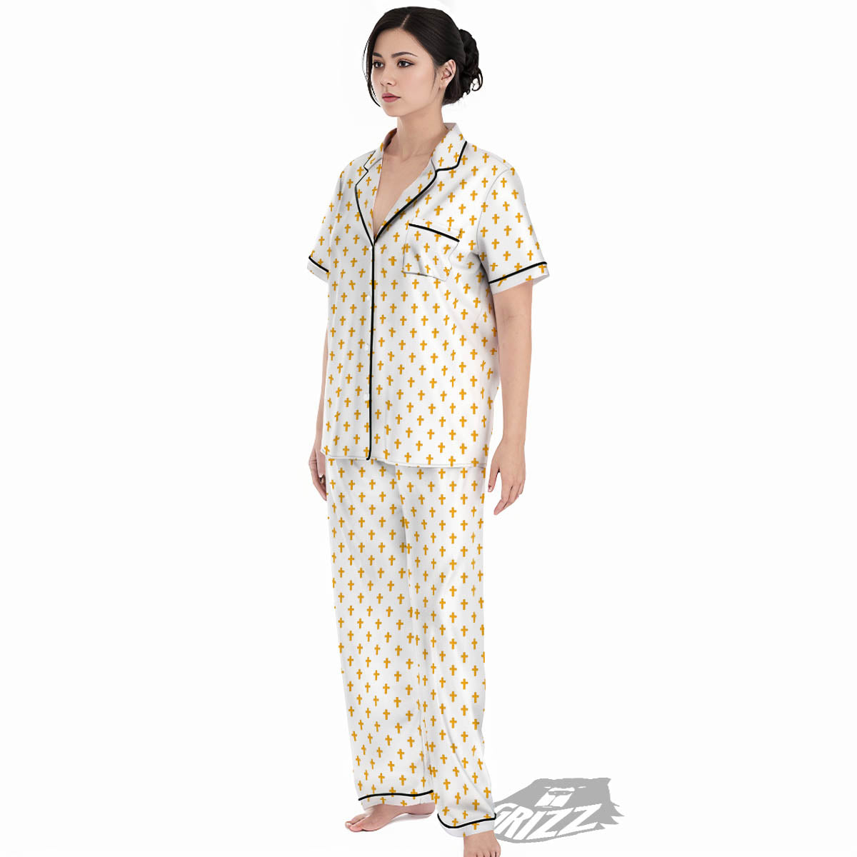 Orthodox Cross Print Pattern Women's Pajamas Set-grizzshop