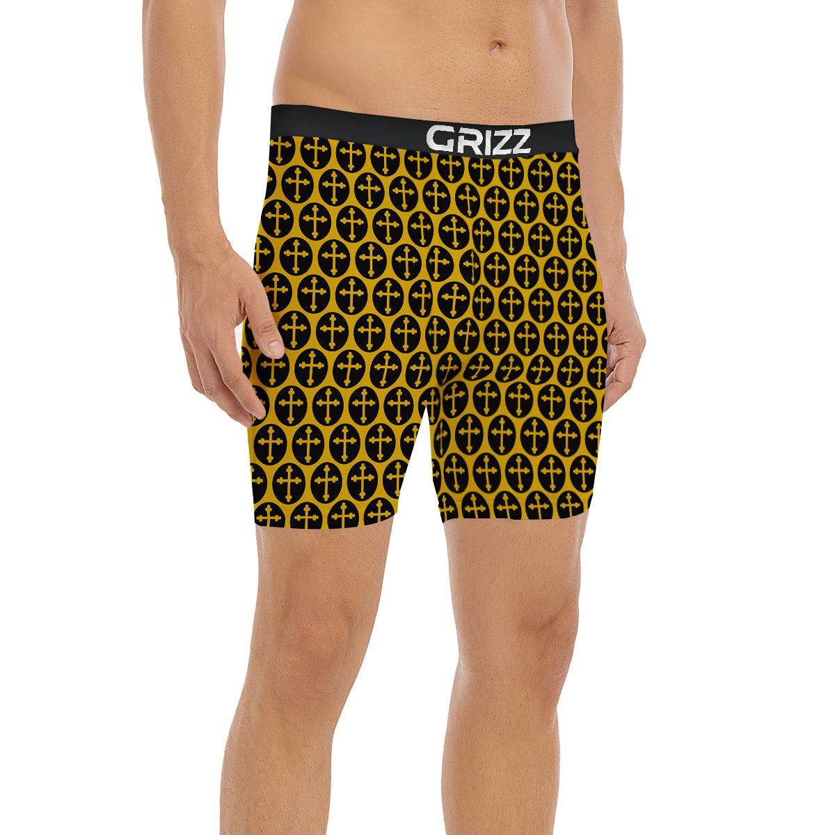 Orthodox Gold And Black Print Pattern Boxer Briefs-grizzshop