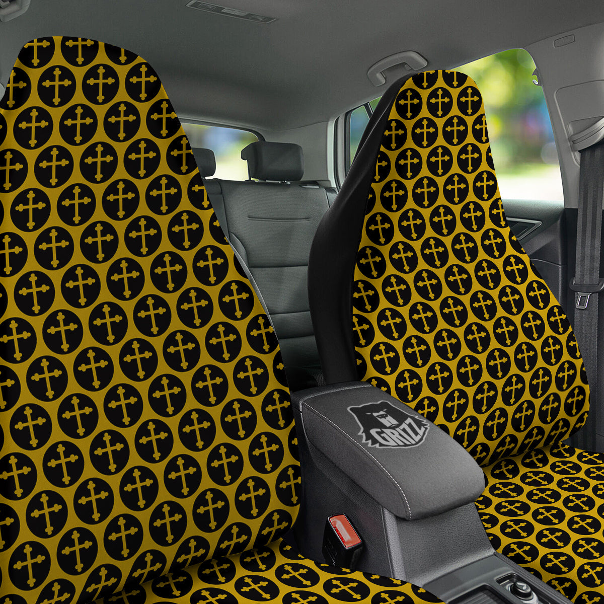 Orthodox Gold And Black Print Pattern Car Seat Covers-grizzshop