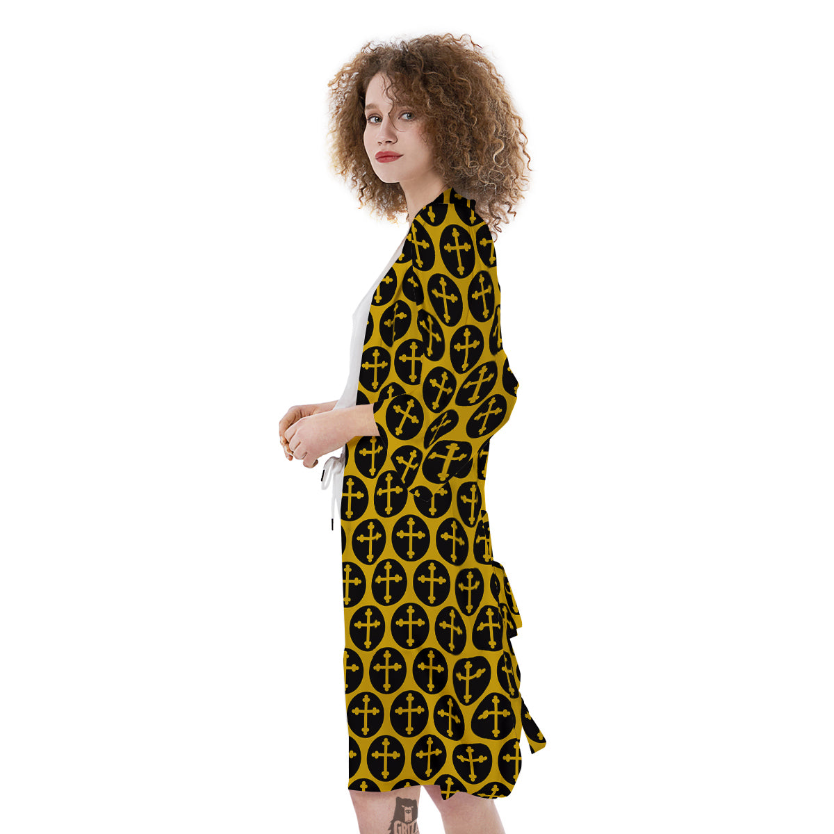 Orthodox Gold And Black Print Pattern Kimono-grizzshop