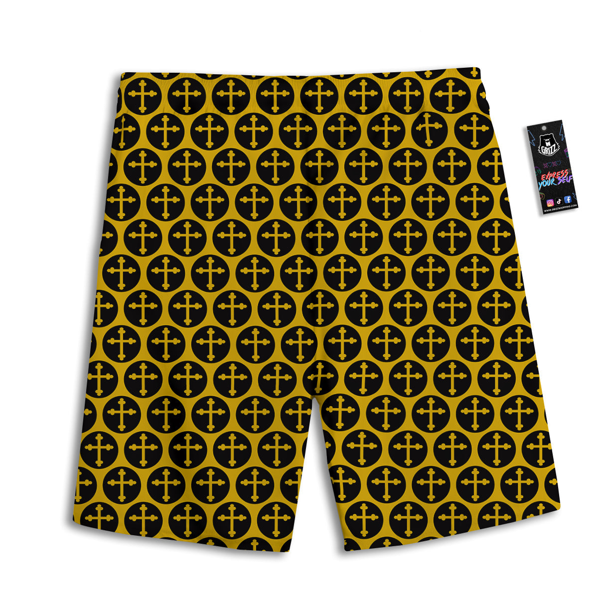 Orthodox Gold And Black Print Pattern Men's Athletic Shorts