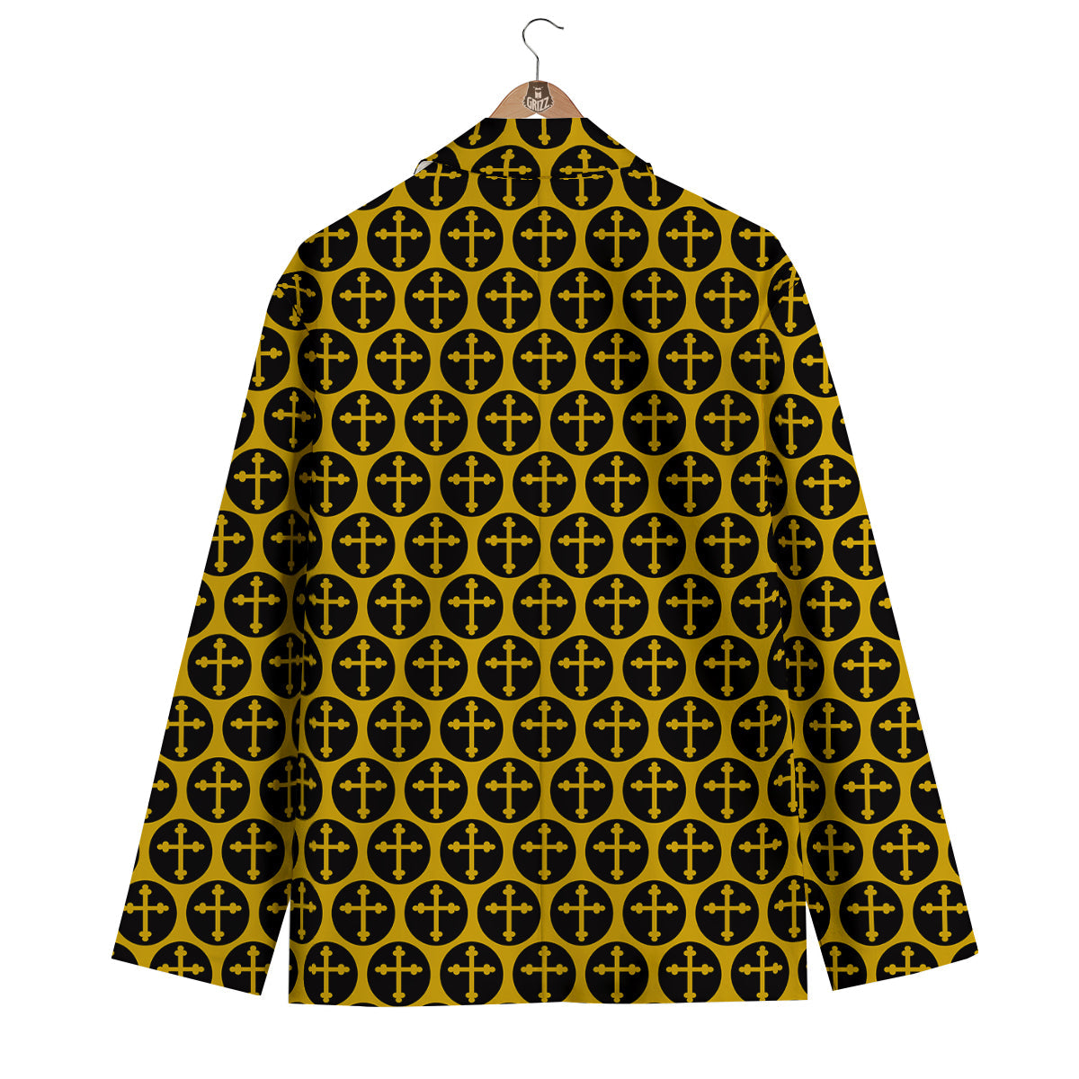 Orthodox Gold And Black Print Pattern Men's Blazer-grizzshop