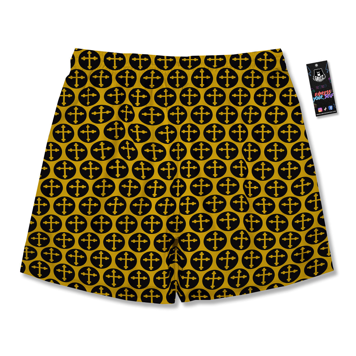 Orthodox Gold And Black Print Pattern Men's Running Shorts-grizzshop