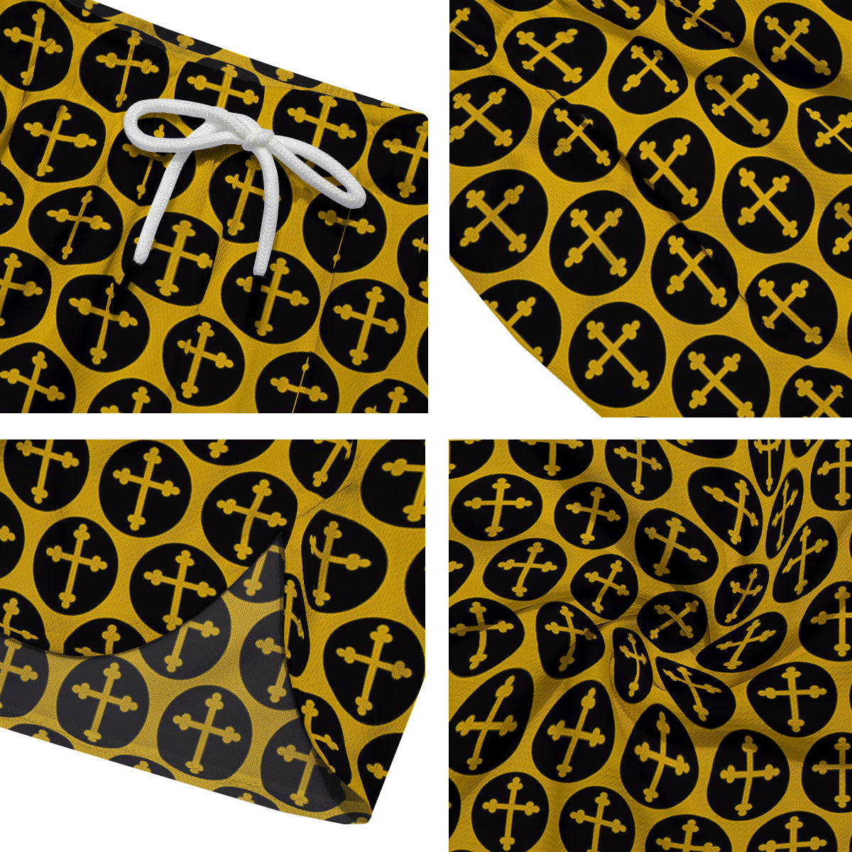 Orthodox Gold And Black Print Pattern Men's Running Shorts-grizzshop