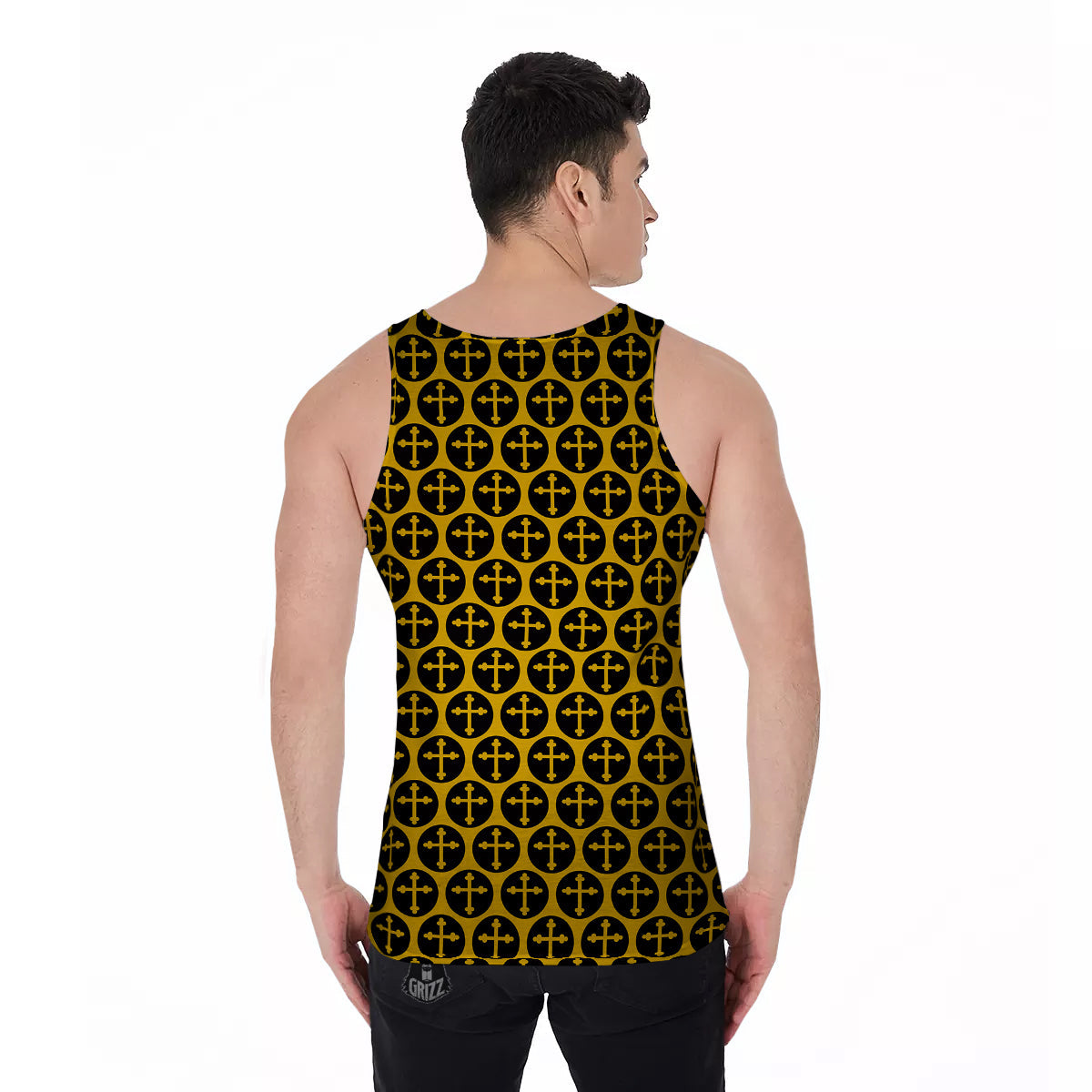 Orthodox Gold And Black Print Pattern Men's Tank Top-grizzshop