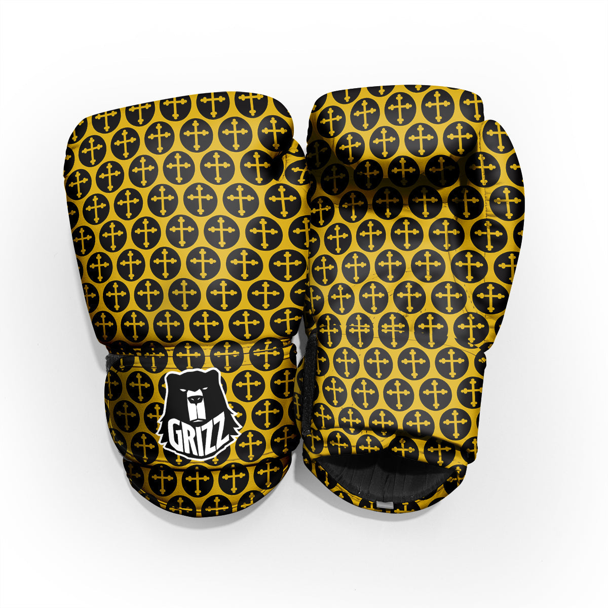 Orthodox Gold And Black Print Pattern Pro Boxing Glove