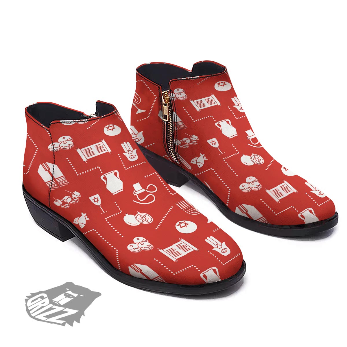 Orthodox Print Pattern Ankle Boots-grizzshop
