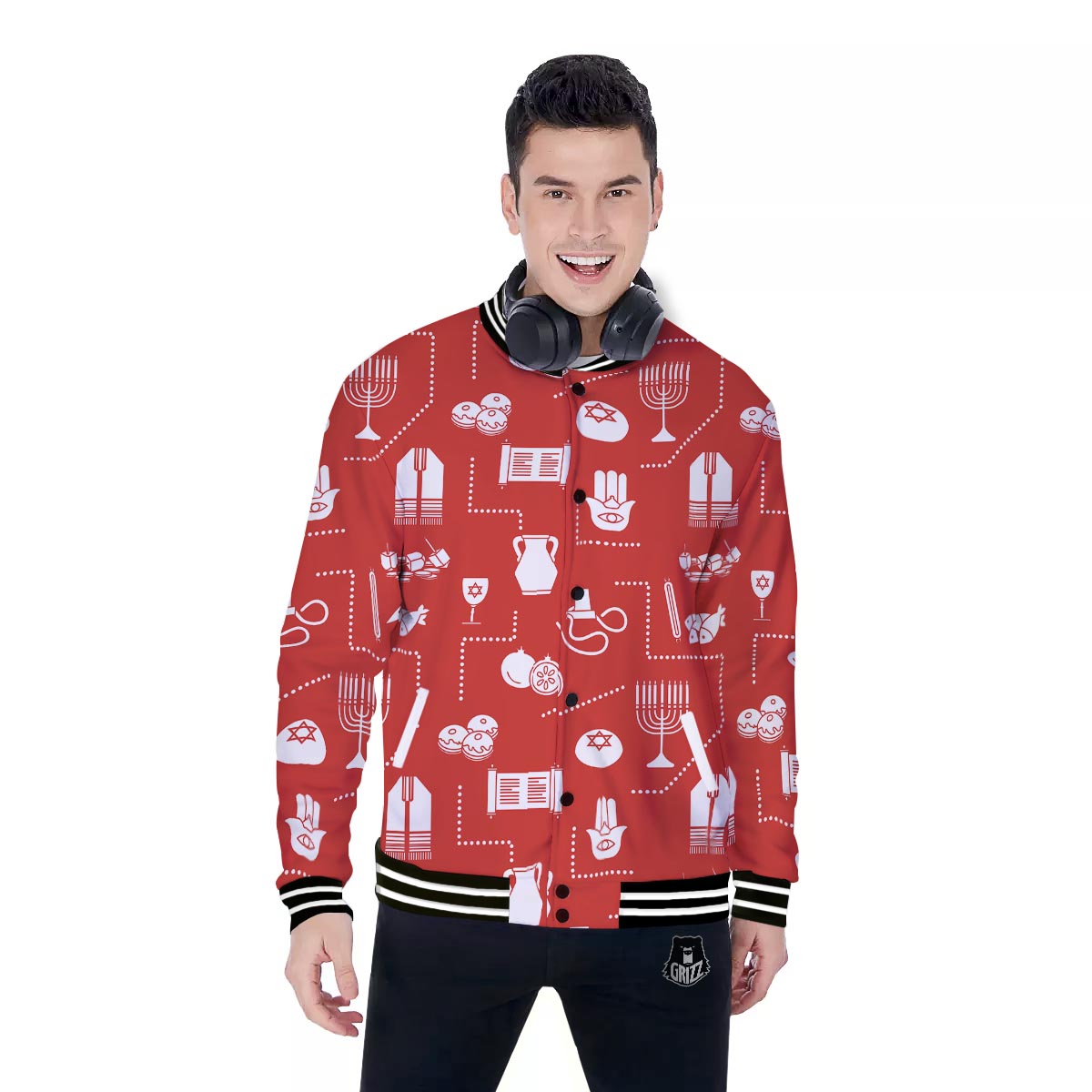 Orthodox Print Pattern Baseball Jacket-grizzshop
