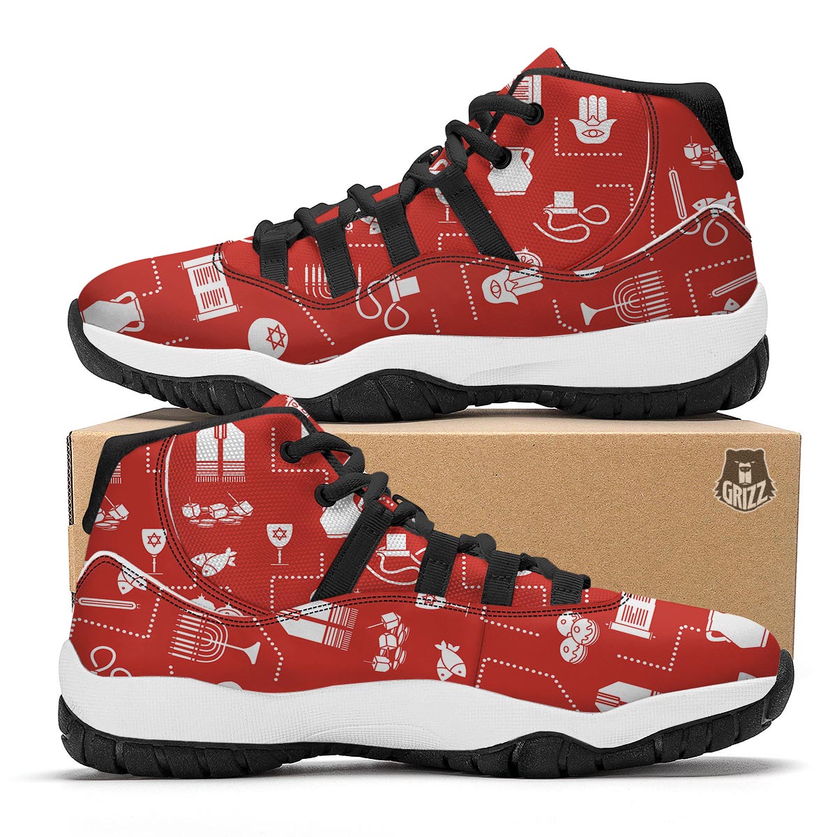 Orthodox Print Pattern Black Bball Shoes-grizzshop