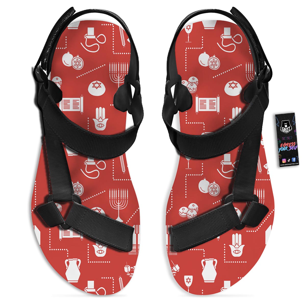Orthodox Print Pattern Black Open Toe Sandals-grizzshop