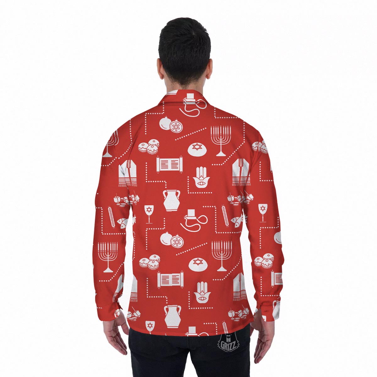 Orthodox Print Pattern Men's Long Sleeve Shirts-grizzshop