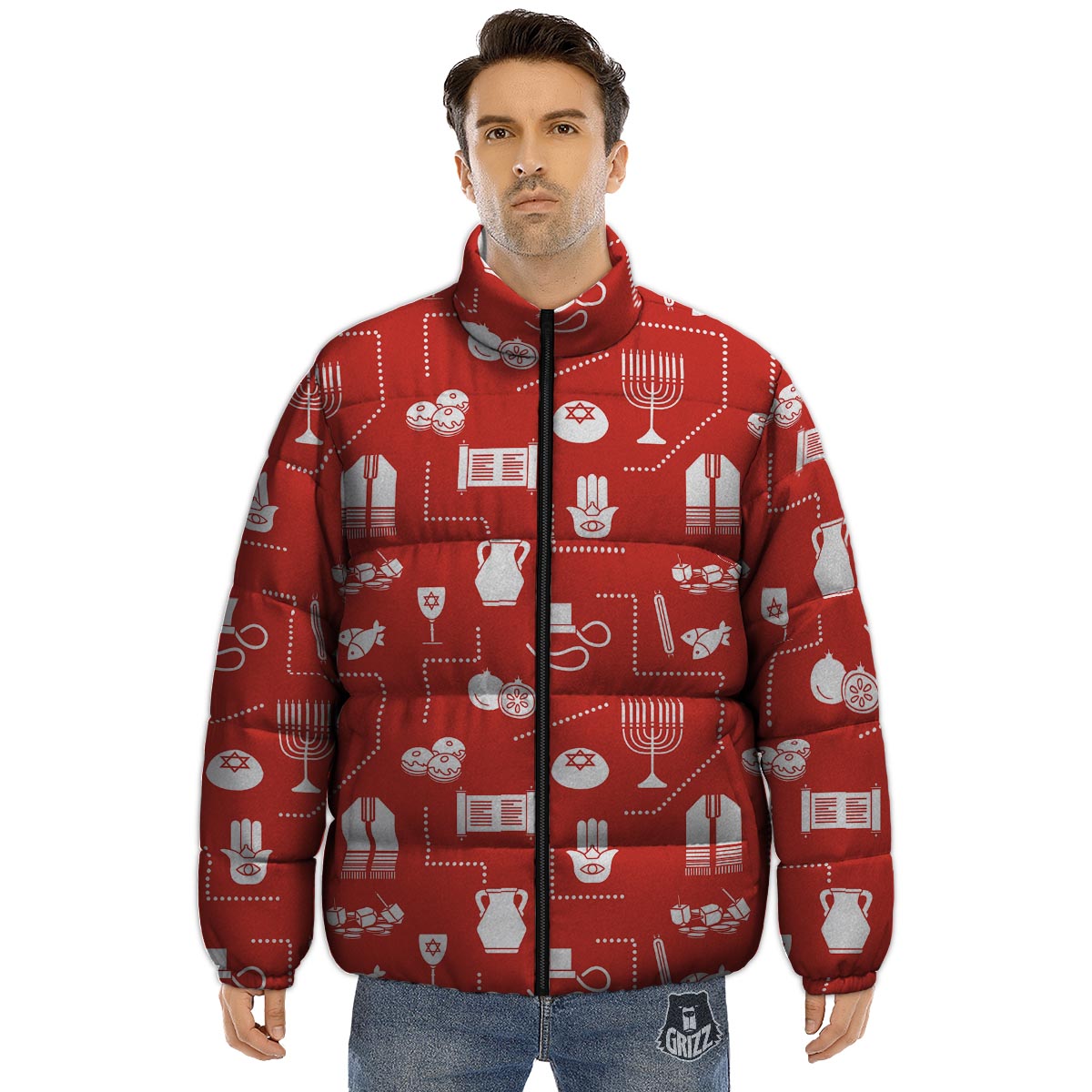 Orthodox Print Pattern Puffer Jacket-grizzshop