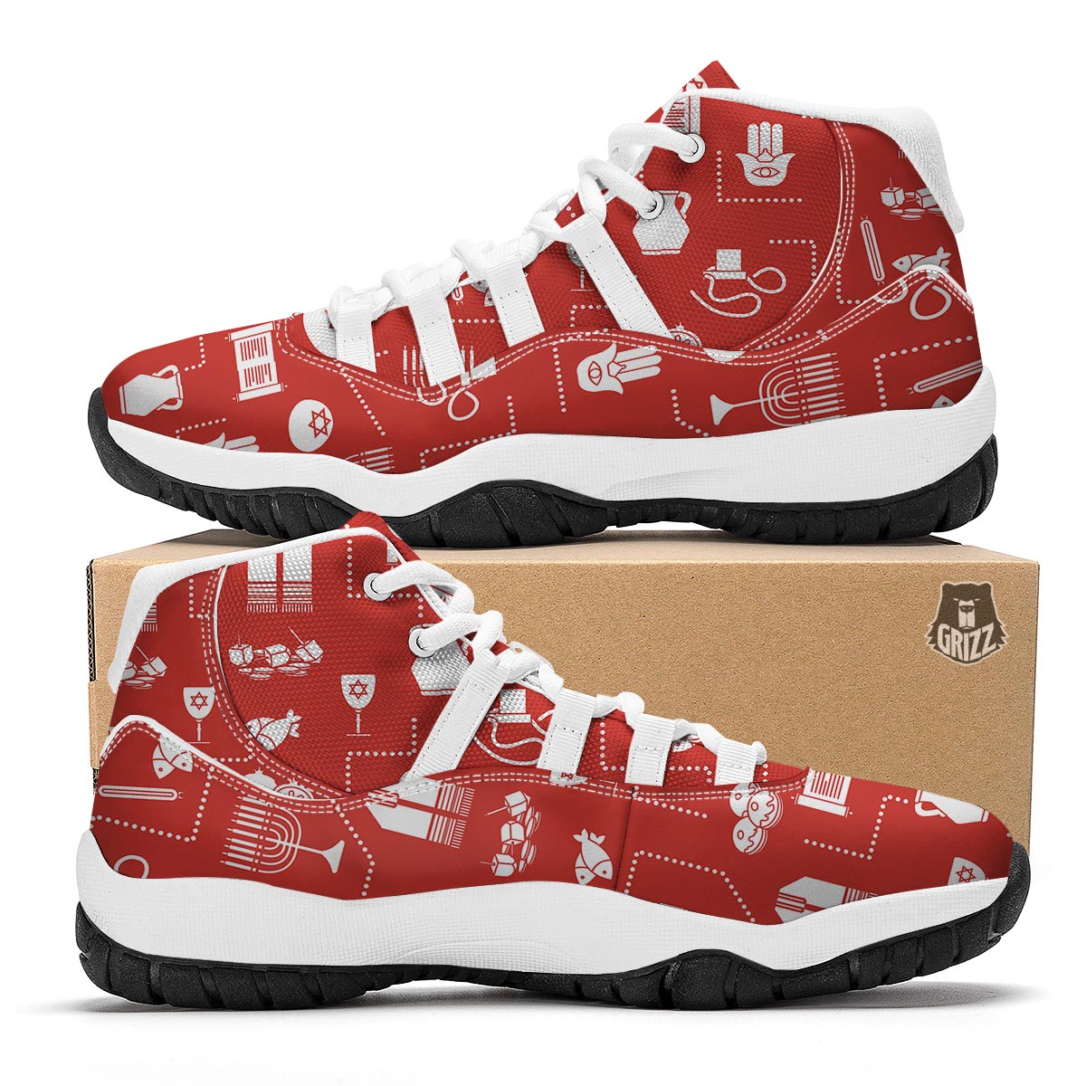 Orthodox Print Pattern White Bball Shoes-grizzshop
