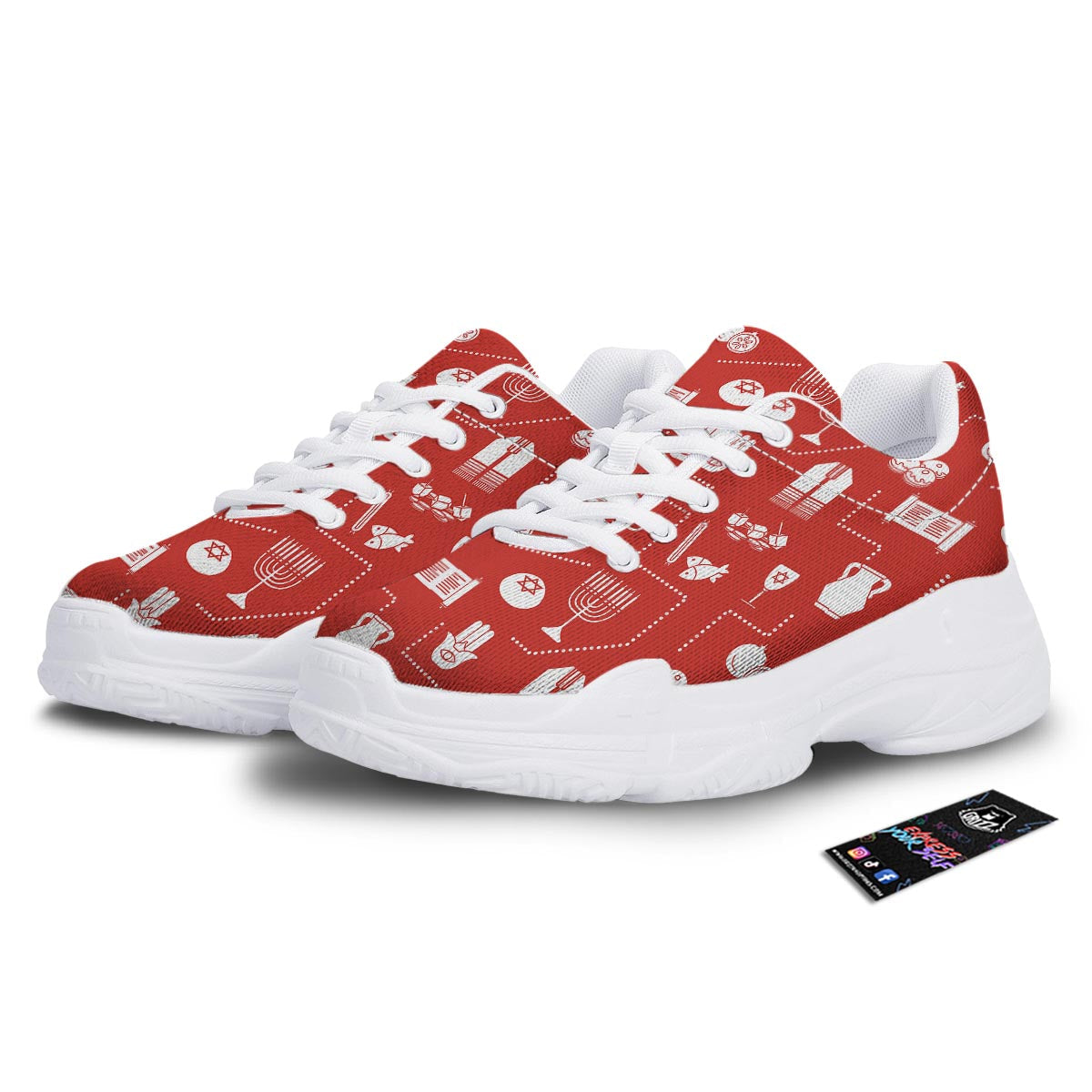 Orthodox Print Pattern White Chunky Shoes-grizzshop