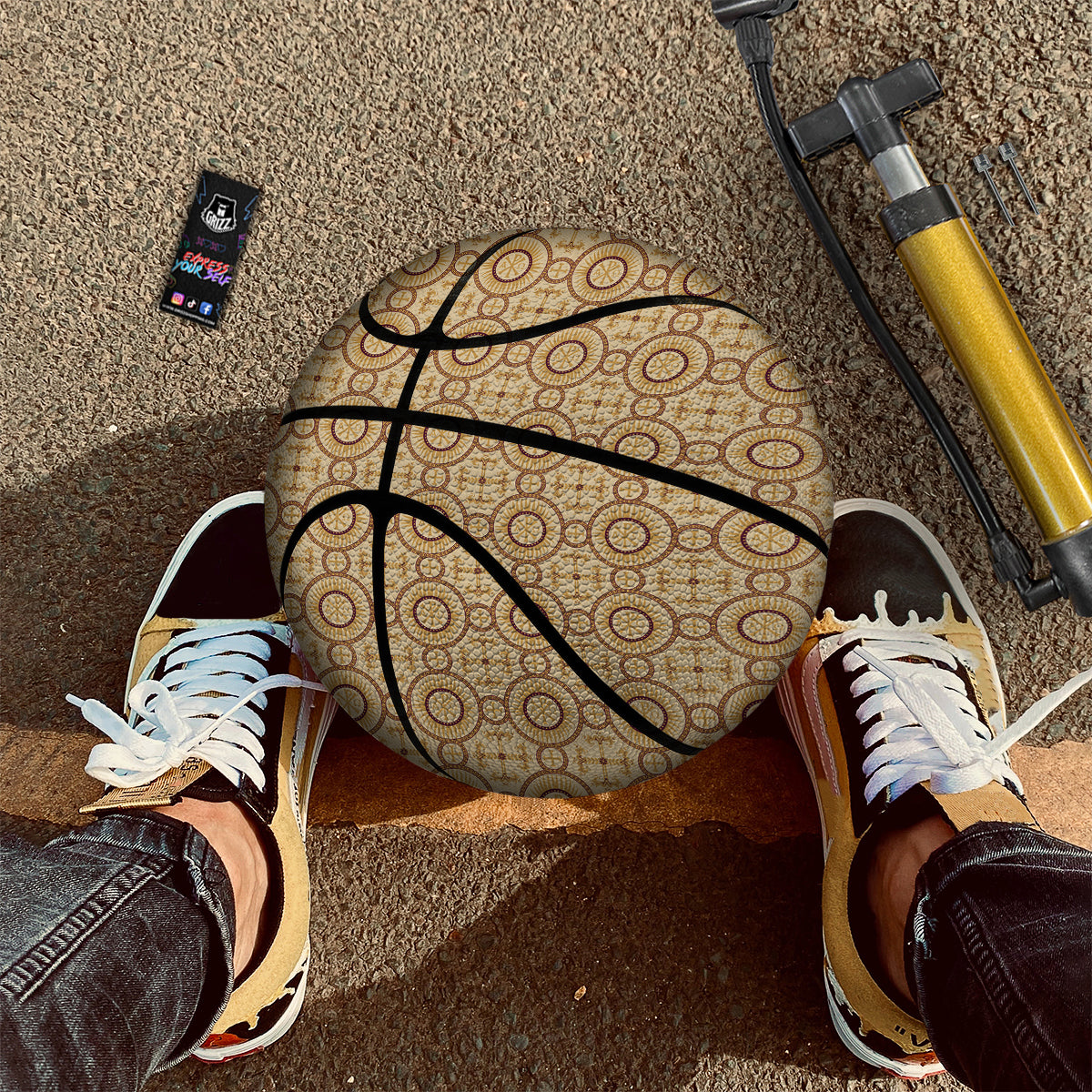 Orthodox Black And Beige Print Pattern Basketball