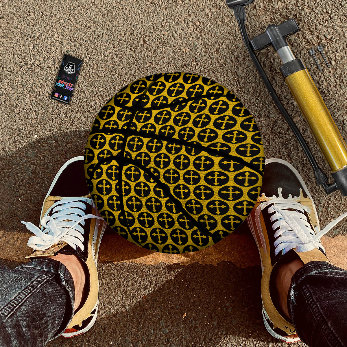 Orthodox Gold And Black Print Pattern Basketball