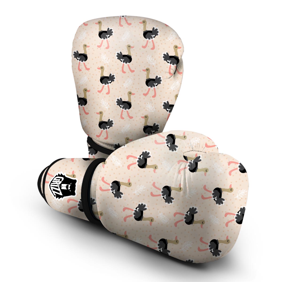 Ostrich Cute Pattern Print Boxing Gloves-grizzshop