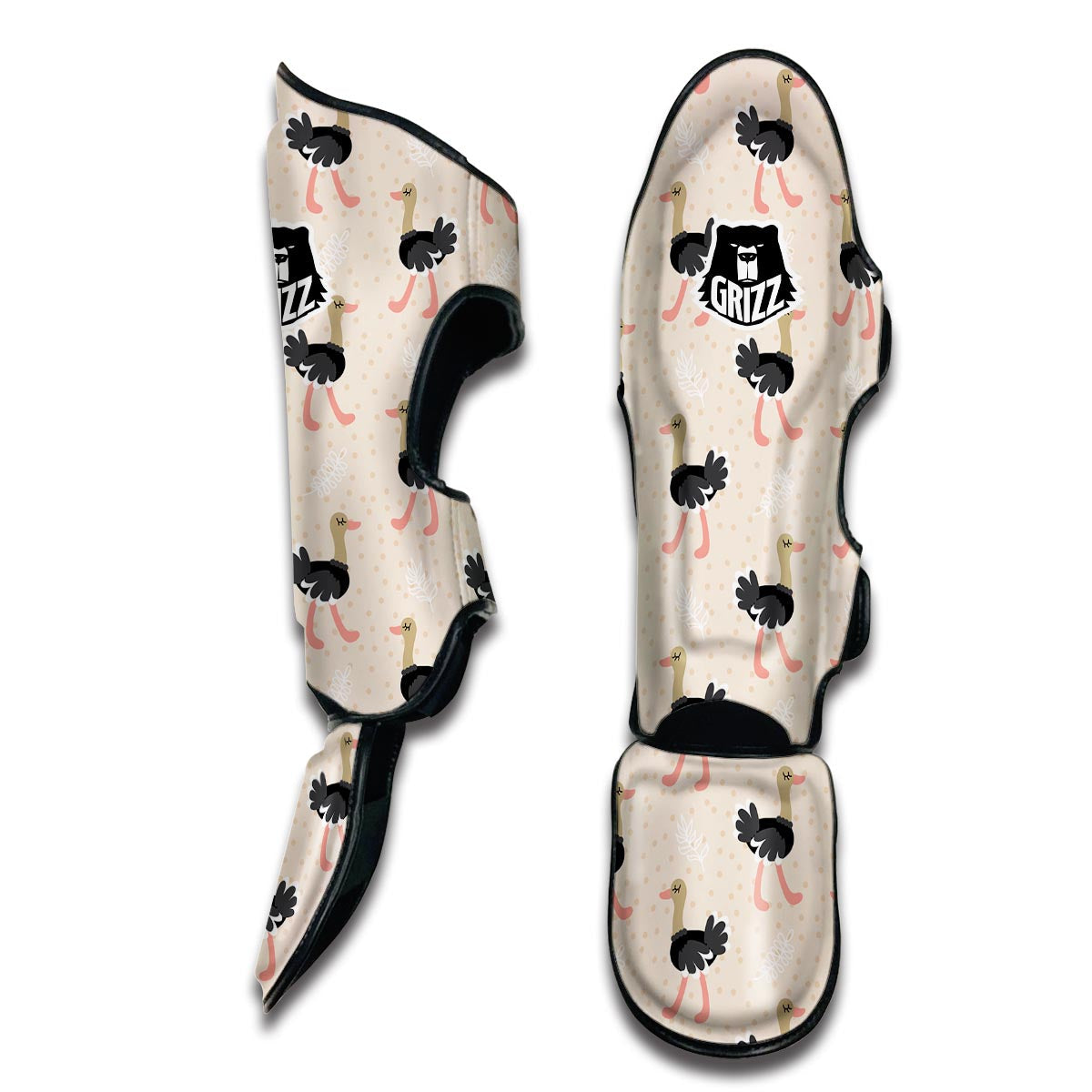 Ostrich Cute Pattern Print Muay Thai Shin Guards-grizzshop