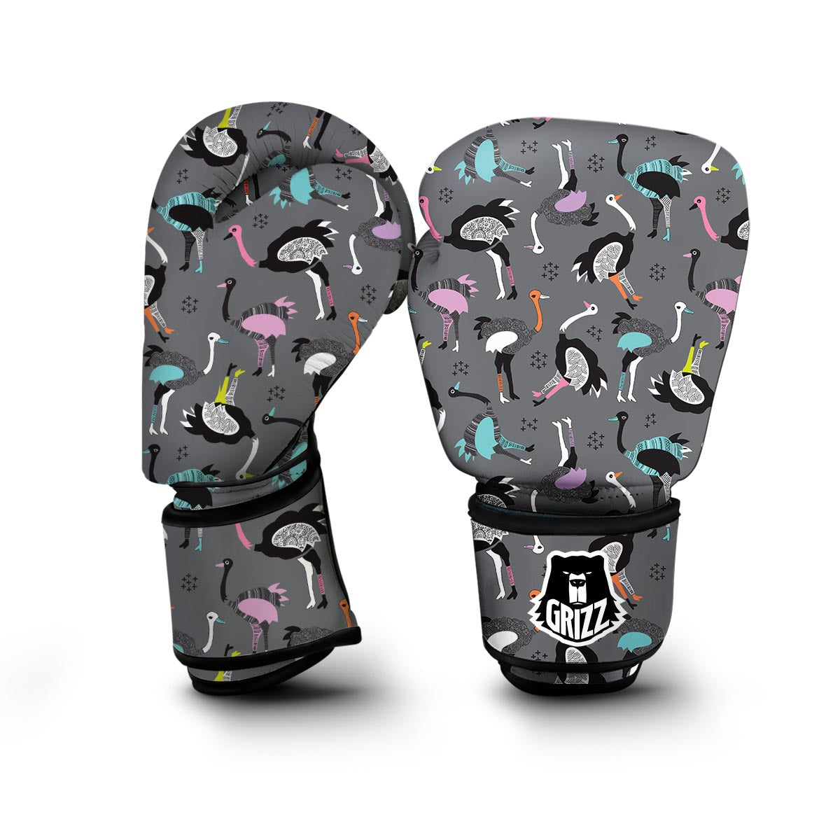 Ostrich Pattern Print Boxing Gloves-grizzshop