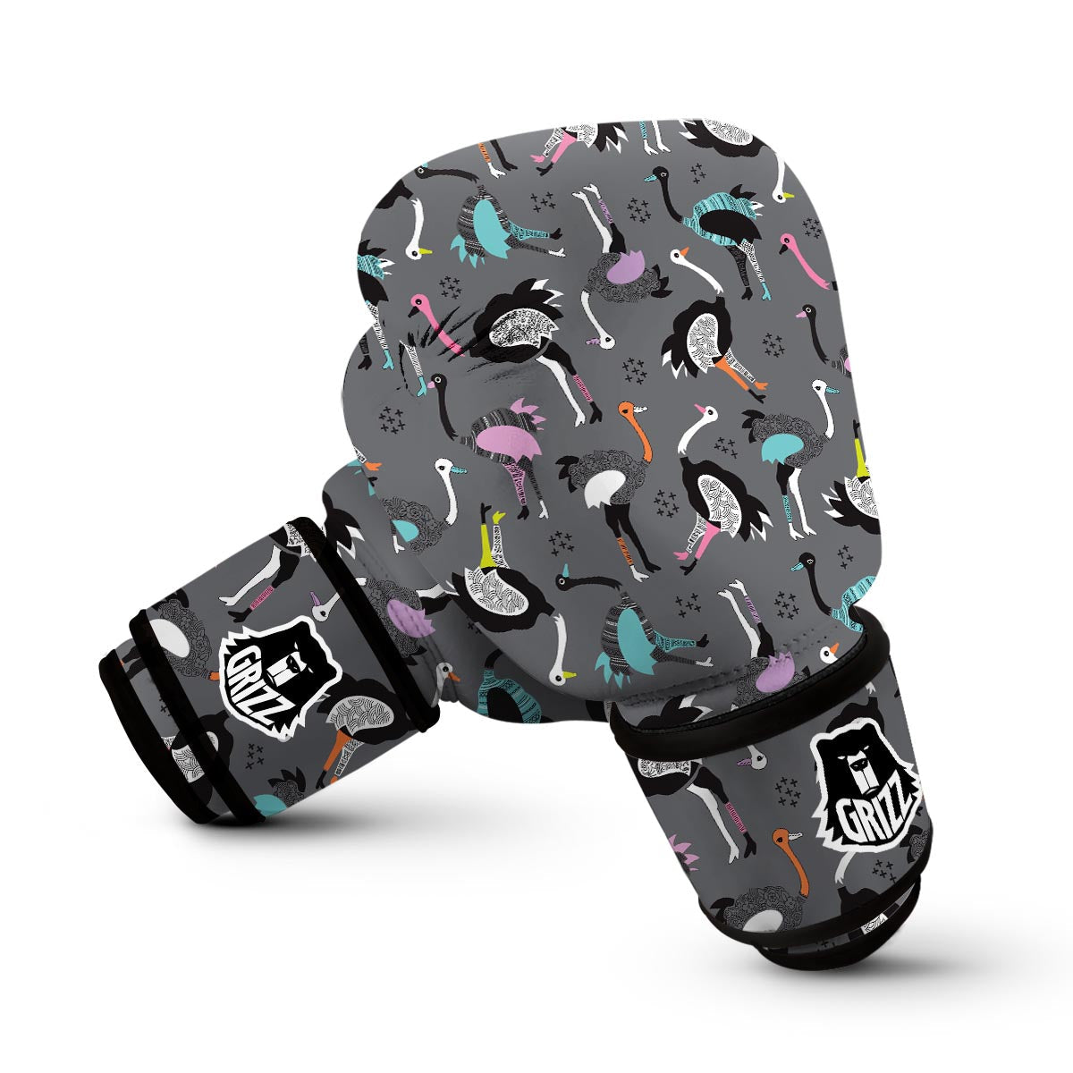 Ostrich Pattern Print Boxing Gloves-grizzshop