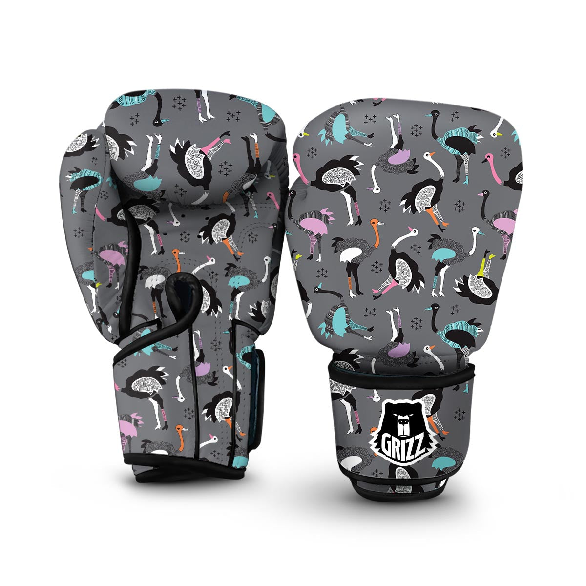 Ostrich Pattern Print Boxing Gloves-grizzshop