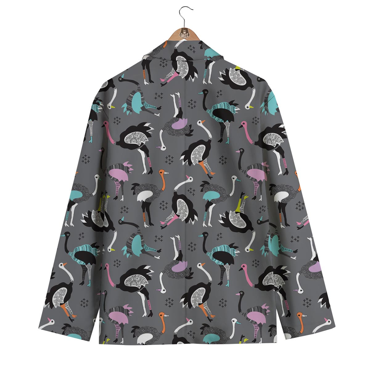 Ostrich Pattern Print Men's Blazer-grizzshop