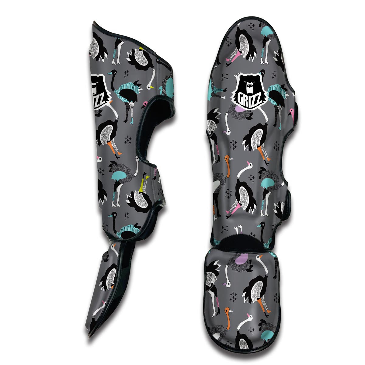 Ostrich Pattern Print Muay Thai Shin Guards-grizzshop