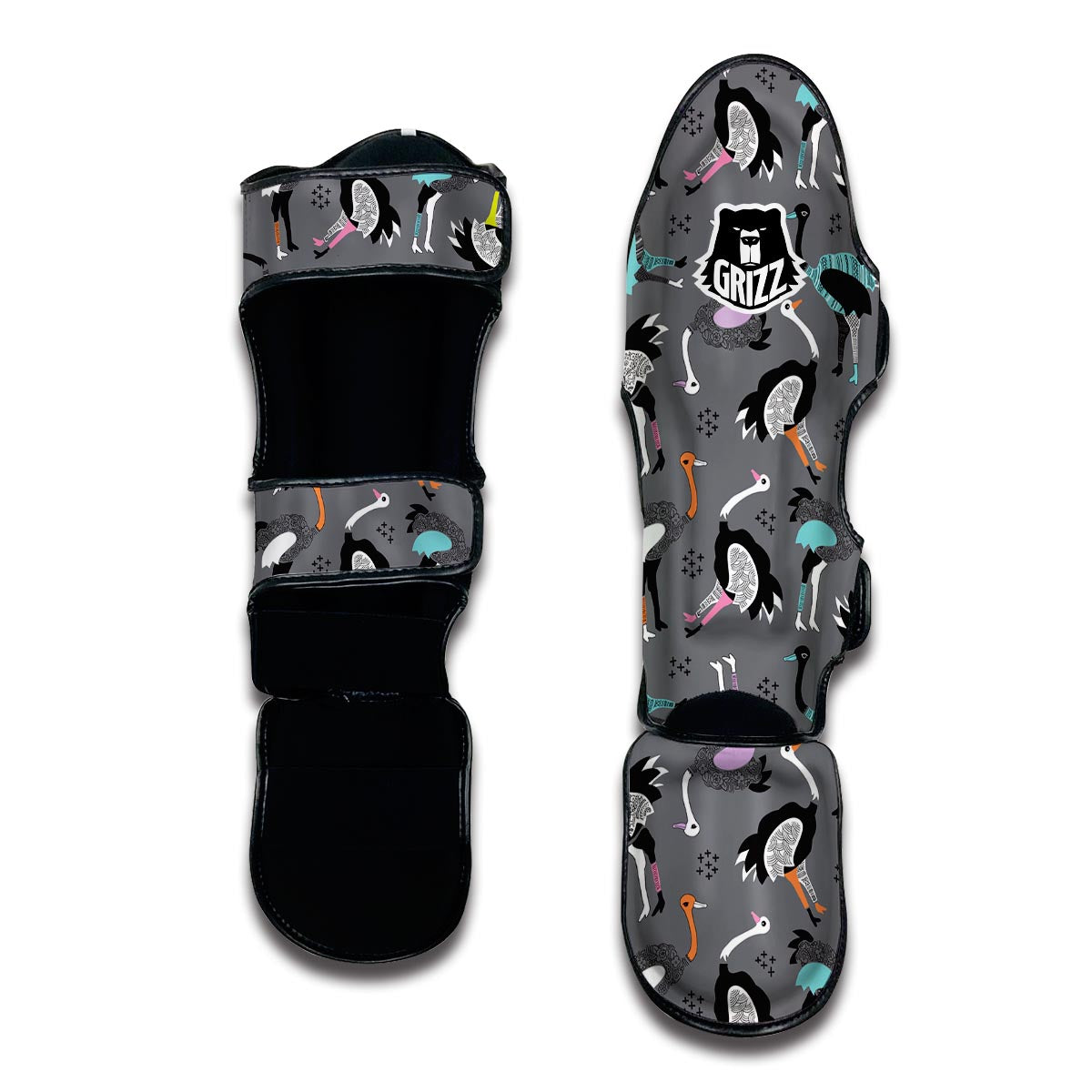 Ostrich Pattern Print Muay Thai Shin Guards-grizzshop