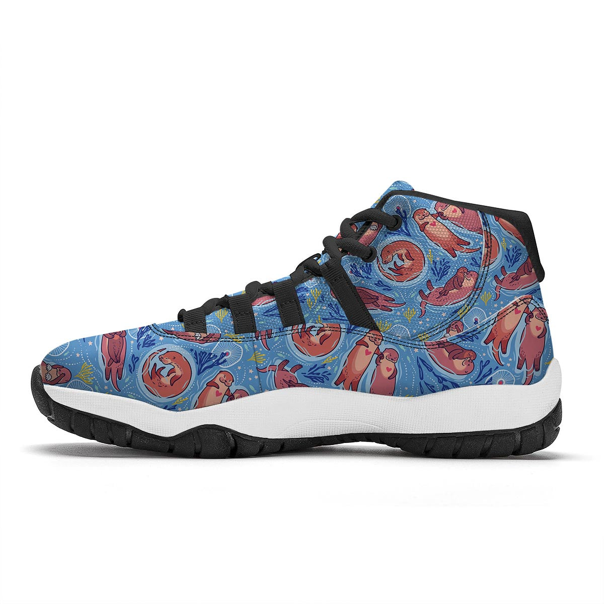 Otter Pattern Print Black Bball Shoes-grizzshop