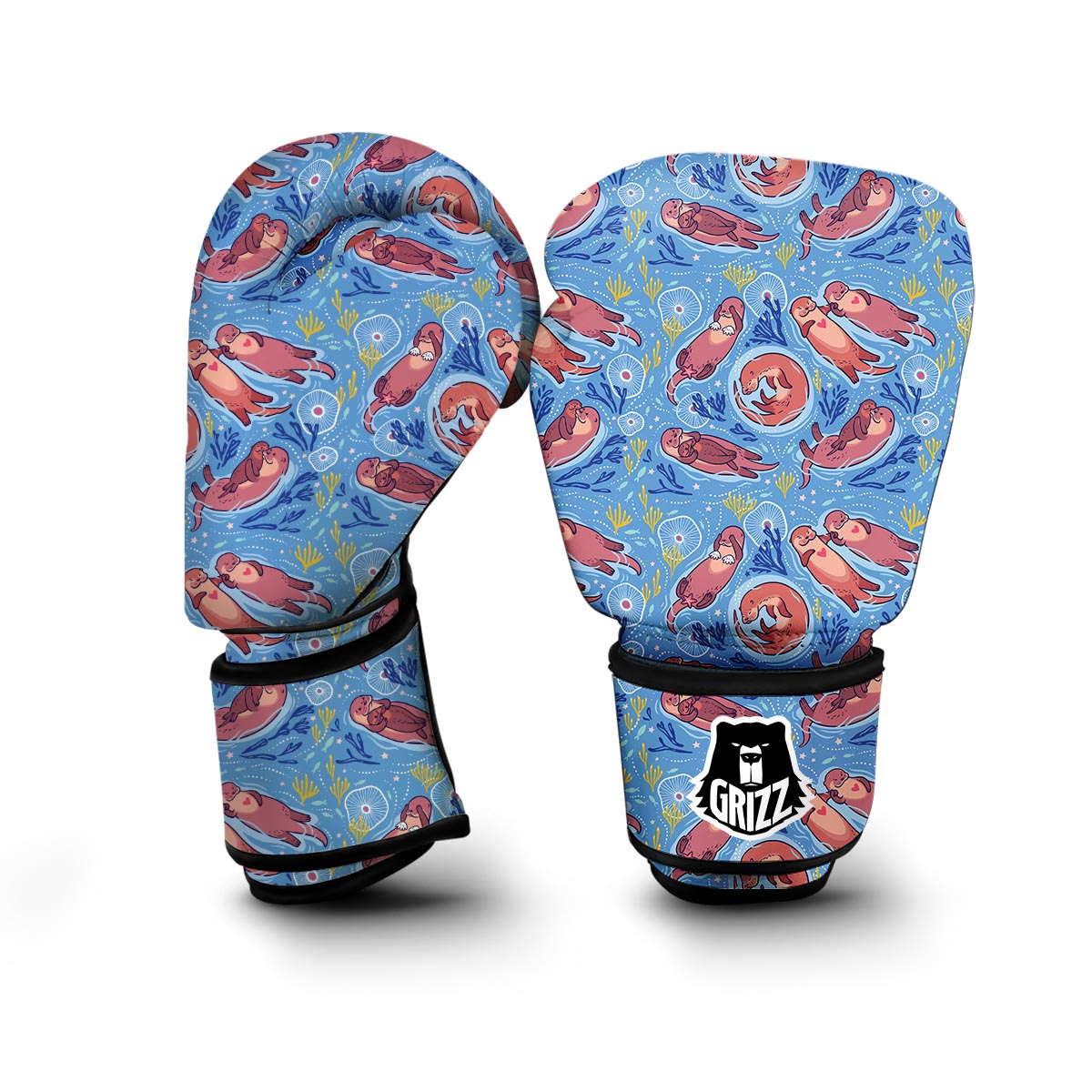 Otter Pattern Print Boxing Gloves-grizzshop
