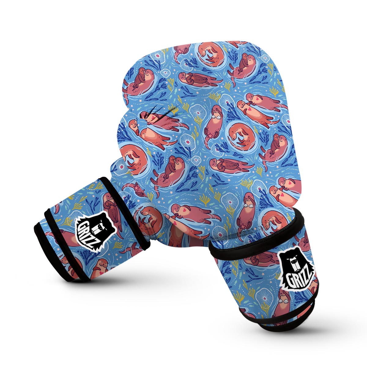 Otter Pattern Print Boxing Gloves-grizzshop