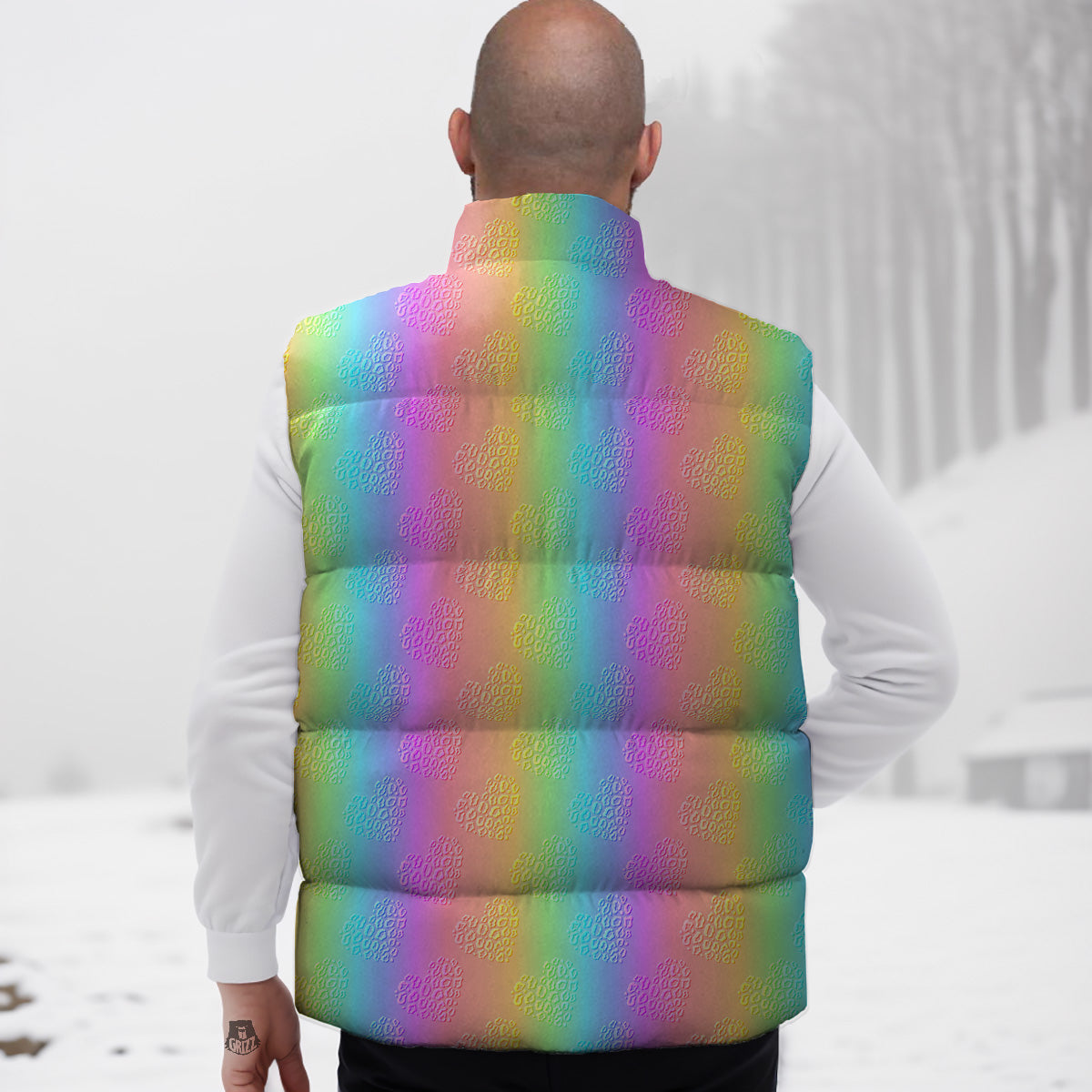 Otter Pattern Print Down Vest-grizzshop