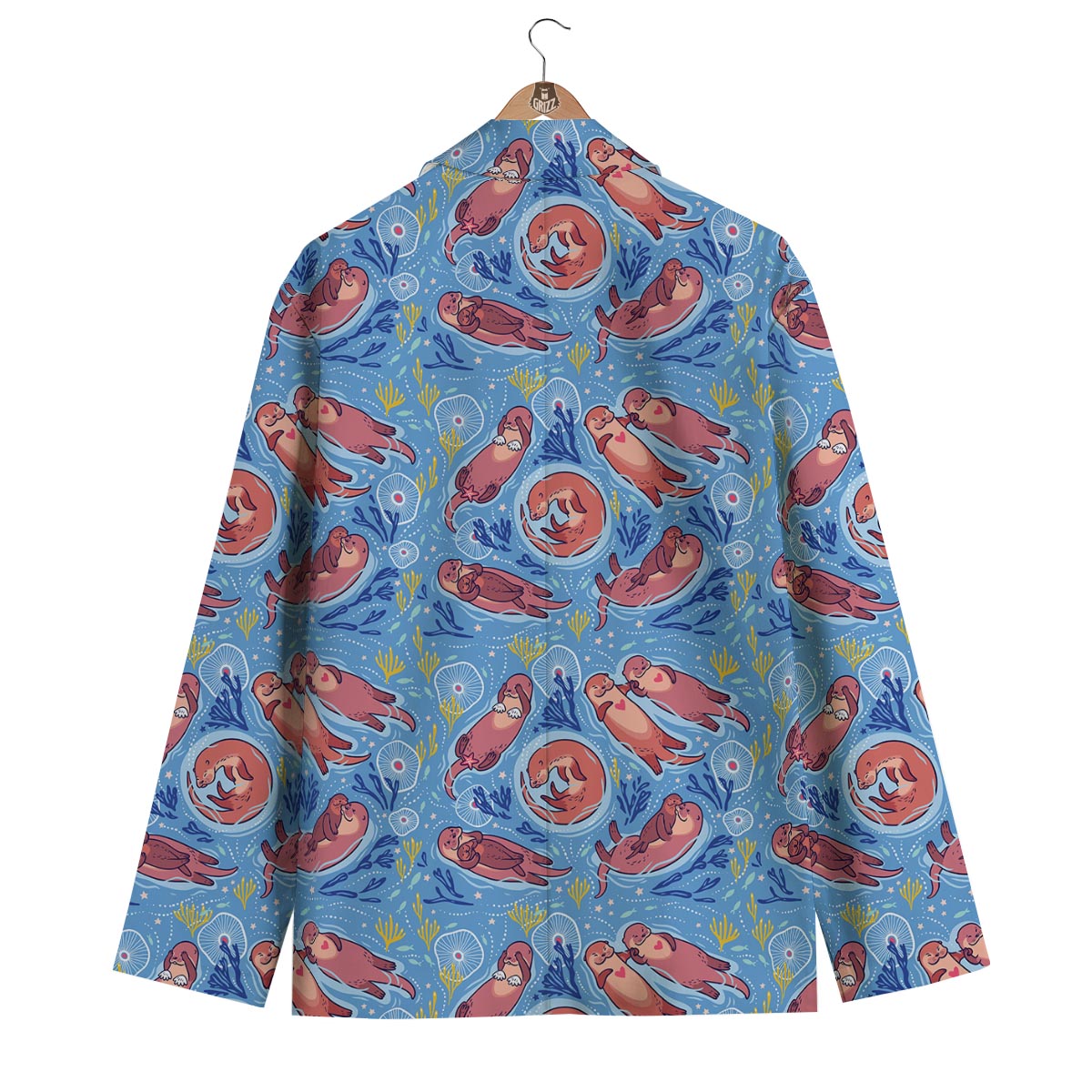 Otter Pattern Print Men's Blazer-grizzshop
