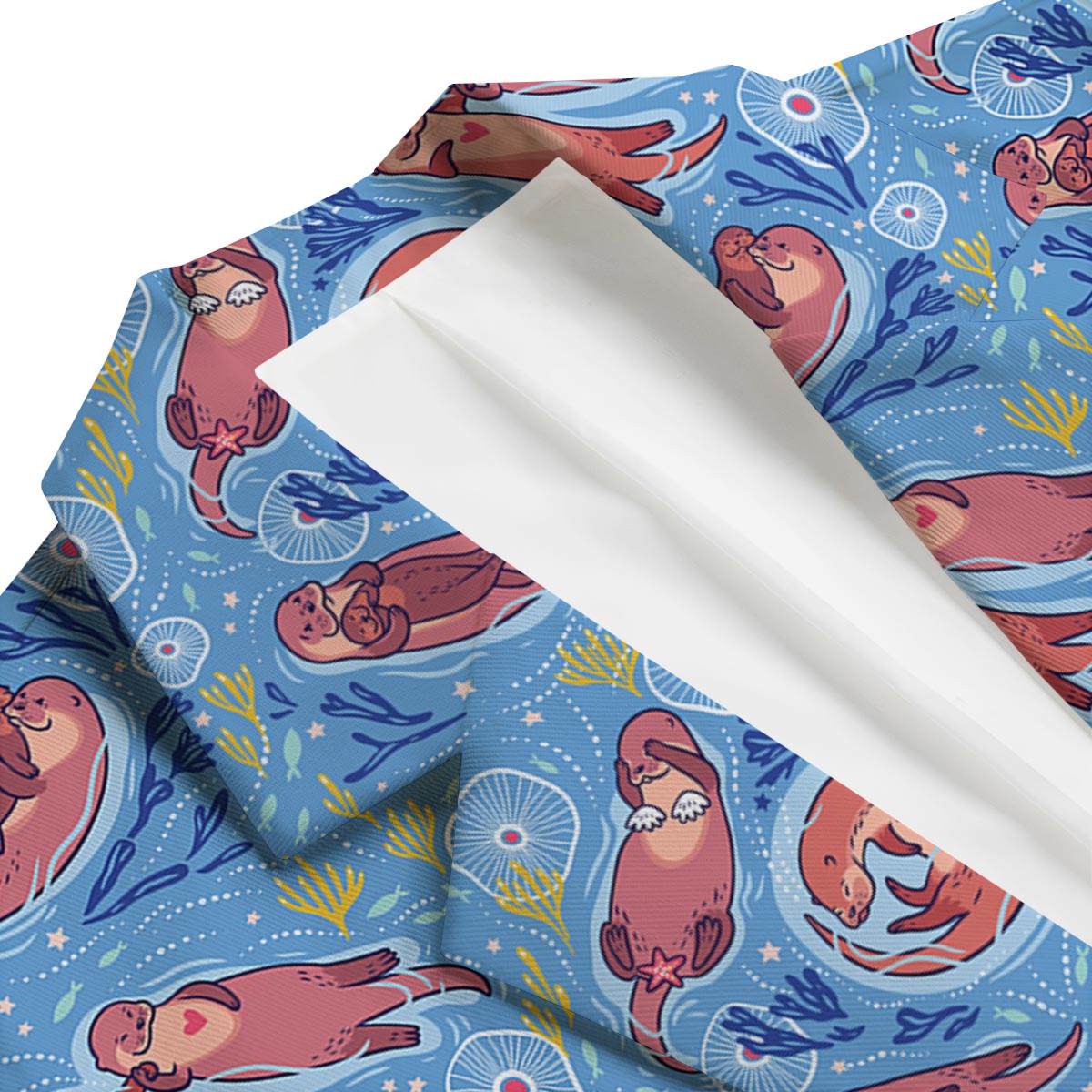 Otter Pattern Print Men's Blazer-grizzshop