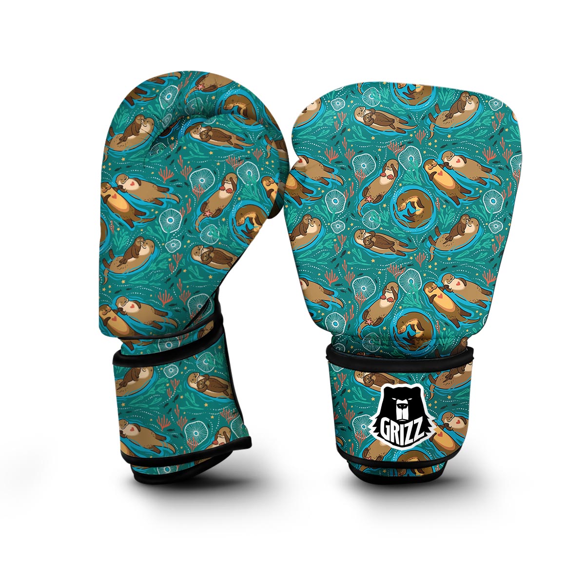 Otter Print Pattern Boxing Gloves-grizzshop