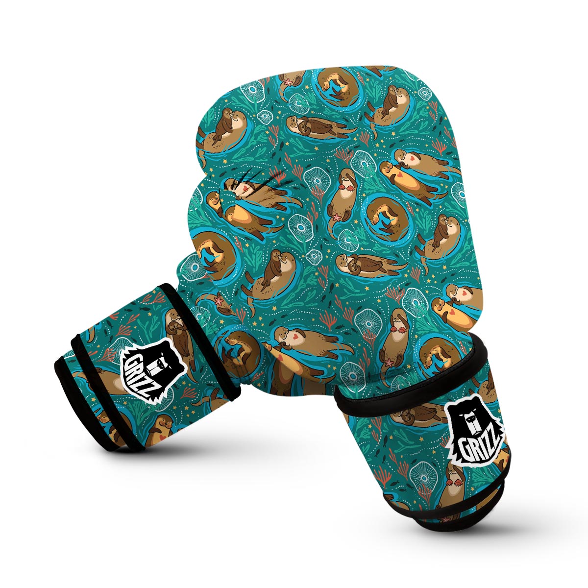 Otter Print Pattern Boxing Gloves-grizzshop