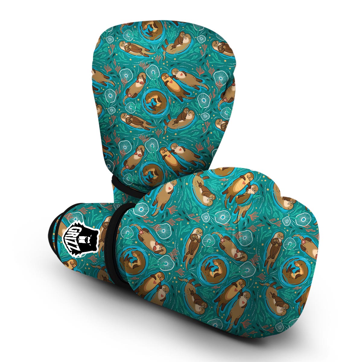 Otter Print Pattern Boxing Gloves-grizzshop